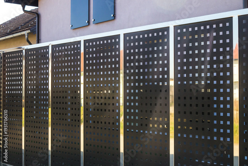 Modern Perforated Metal Fence – Contemporary Outdoor Privacy Panel
