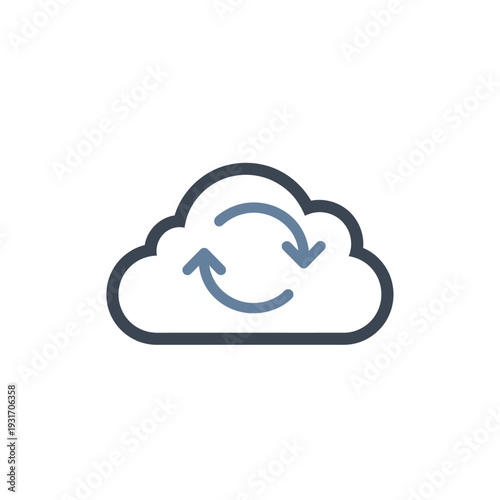 Cloud data synchronization icon with circular arrows.
