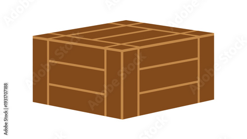 Brown Wooden Crate Box Isolated on White Background, Shipping Container