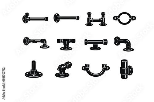 Vector simple pipe arm generation brace image loft shelf icon mechanical round