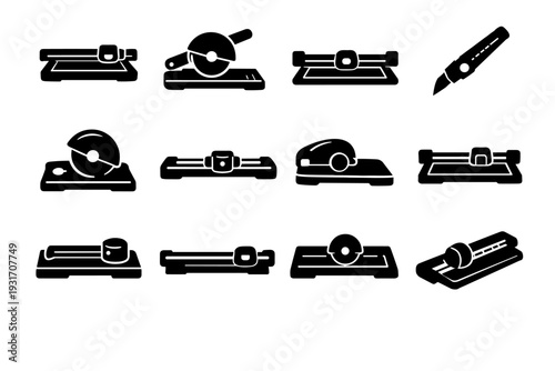 Blade vector cutter precision trimming black device form image icon simple paper