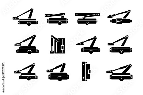 Icons swing public entrance icon door robust hardware closer vector closing