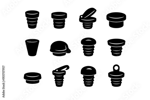 Sealing smooth image generation stopper vector elastic bottle cap icon rubber simple