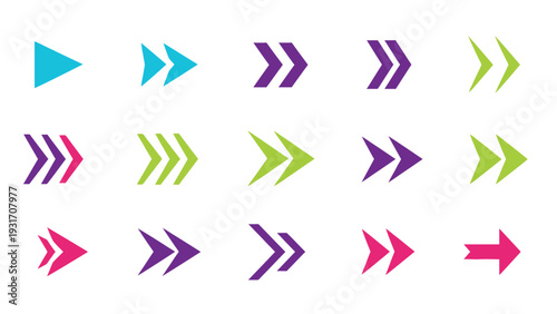 Colorful Arrow Collection: Directional Icons for Navigation and Progress