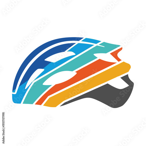 Colorful Bicycle Helmet Icon - Cycling Safety and Sport Gear