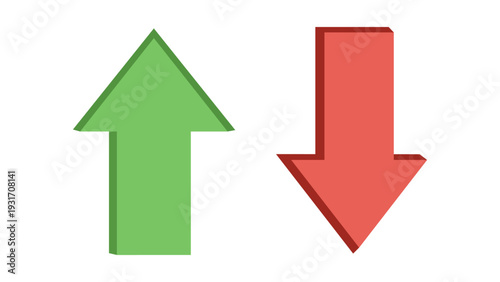 3D green up and red down arrows vector illustration