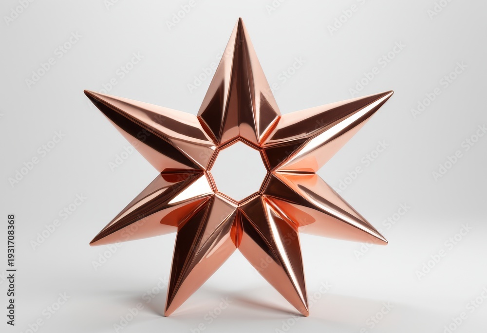 Obraz premium Three-dimensional rose gold star on white background