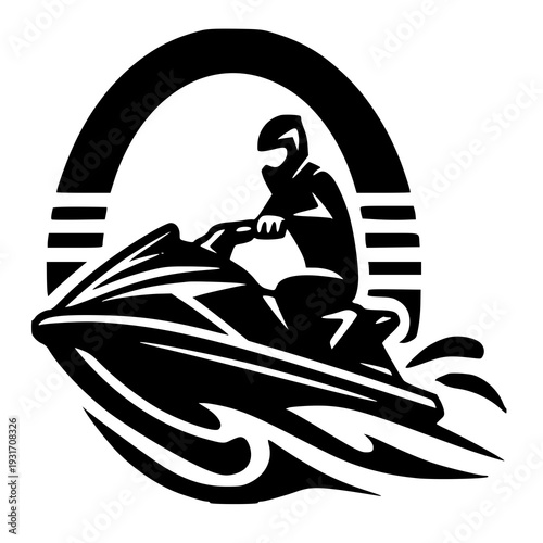 Man on the jet ski , vector illustration of a jet ski , silhouette of a jet ski 