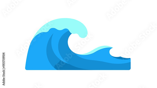 Dynamic Blue Ocean Wave Crashing with White Foam, Tropical Sea Swell