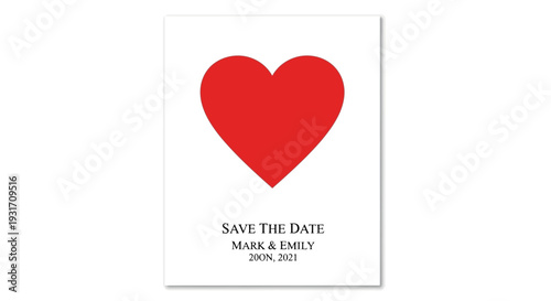 Red Heart Save the Date Wedding Invitation Card Design.