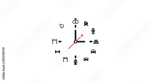 Modern clock face with various symbols replacing numbers on the dial.