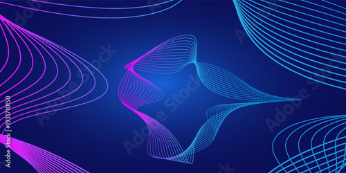 Blue and purple violet vector abstract particles soundwave