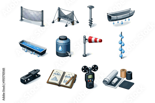 Gutter icons trough canister ground coalescer water harvesting notebook icon anchor strand