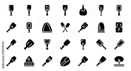 Collection of kitchen utensils and tools icons set on a clean background