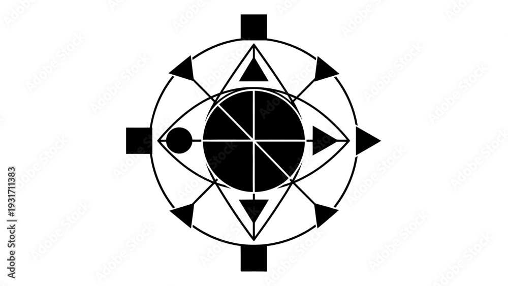 Fototapeta premium Mystical Eye Symbol with Geometric Shapes and Celestial Elements
