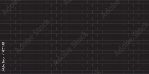 black brick wall texture, seamless cladding pattern for interior decoration, kitchen backsplash, plastic panel, building outdoor design. Abstract minimal background, vector eps 10
