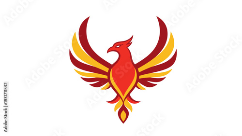 Majestic Phoenix Rising Symbol of Rebirth and Resilience, Fiery Wings Spread
