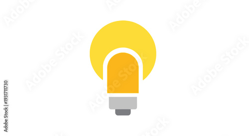 A brightly glowing yellow and orange light bulb icon on a clean white background, symbolizing ideas and illumination.