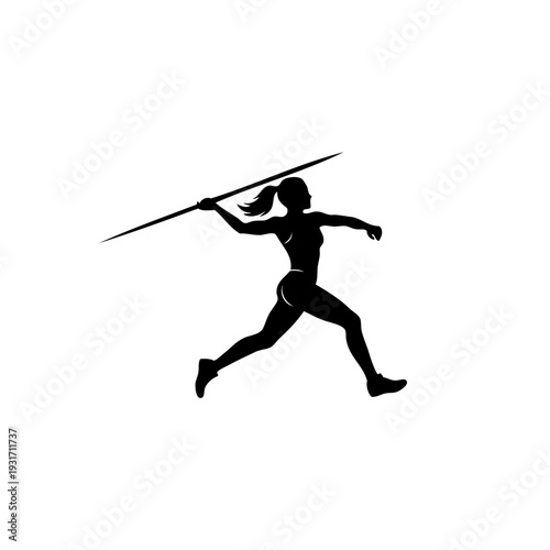 A silhouette of a person throwing a javelin in a sports event