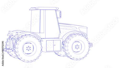 tractor graphic sketch 3d illustration