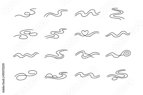 Vector rhythm intuitive passage uneven icons path sketch soft oscillation gentle driftway