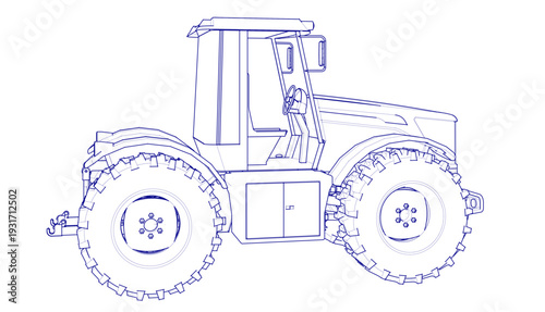 tractor graphic sketch 3d illustration