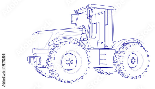 tractor graphic sketch 3d illustration