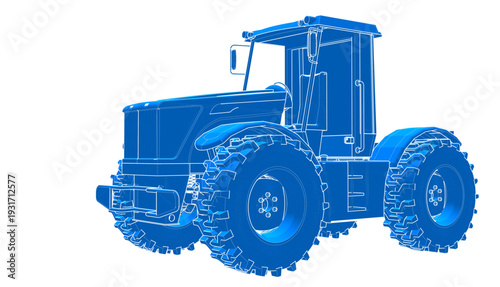 tractor graphic sketch 3d illustration