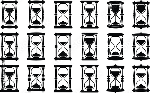 Hourglass Collection Silhouette Icon Set Sand Timer Typography Silhouette Icon Pack