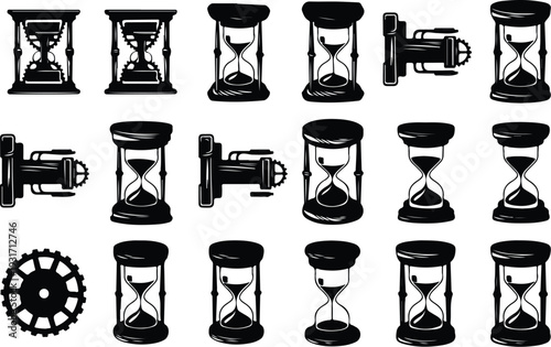 Hourglass Collection Silhouette Icon Set Sand Timer Typography Silhouette Icon Pack