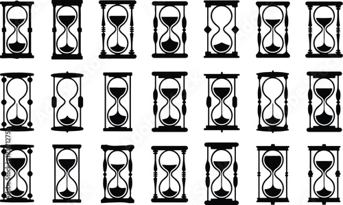 Hourglass Collection Silhouette Icon Set Sand Timer Typography Silhouette Icon Pack