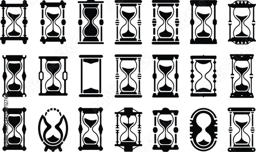 Hourglass Collection Silhouette Icon Set Sand Timer Typography Silhouette Icon Pack