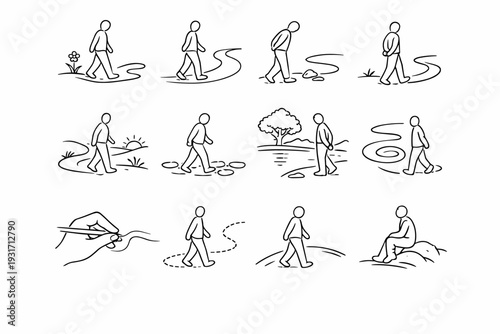 Icon hand curve image path steady ramble patient generation vector focused simple