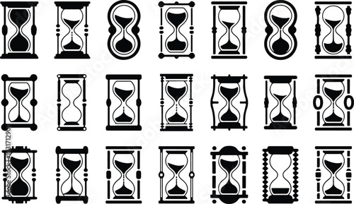Hourglass Collection Silhouette Icon Set Sand Timer Typography Silhouette Icon Pack