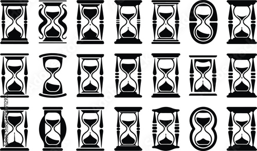 Hourglass Collection Silhouette Icon Set Sand Timer Typography Silhouette Icon Pack