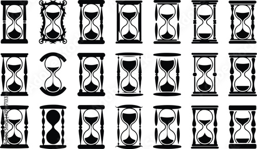 Hourglass Collection Silhouette Icon Set Sand Timer Typography Silhouette Icon Pack