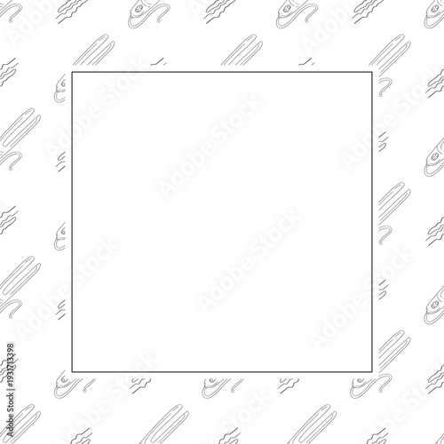 barbershop icon square frame in doodle style