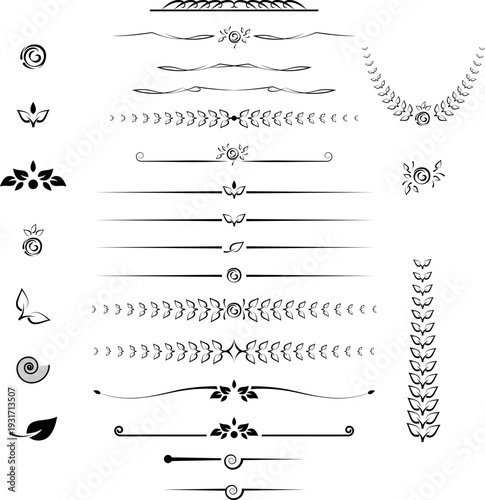 black and white set of delimiters for text, dividers