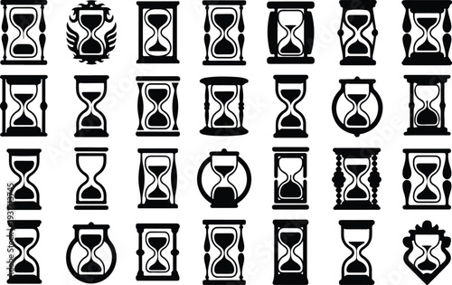 Hourglass Collection Silhouette Icon Set Sand Timer Typography Silhouette Icon Pack
