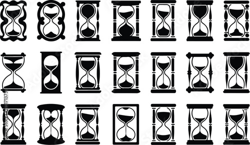 Hourglass Collection Silhouette Icon Set Sand Timer Typography Silhouette Icon Pack