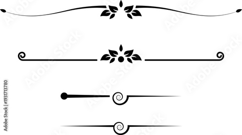 black and white set of delimiters for text, dividers