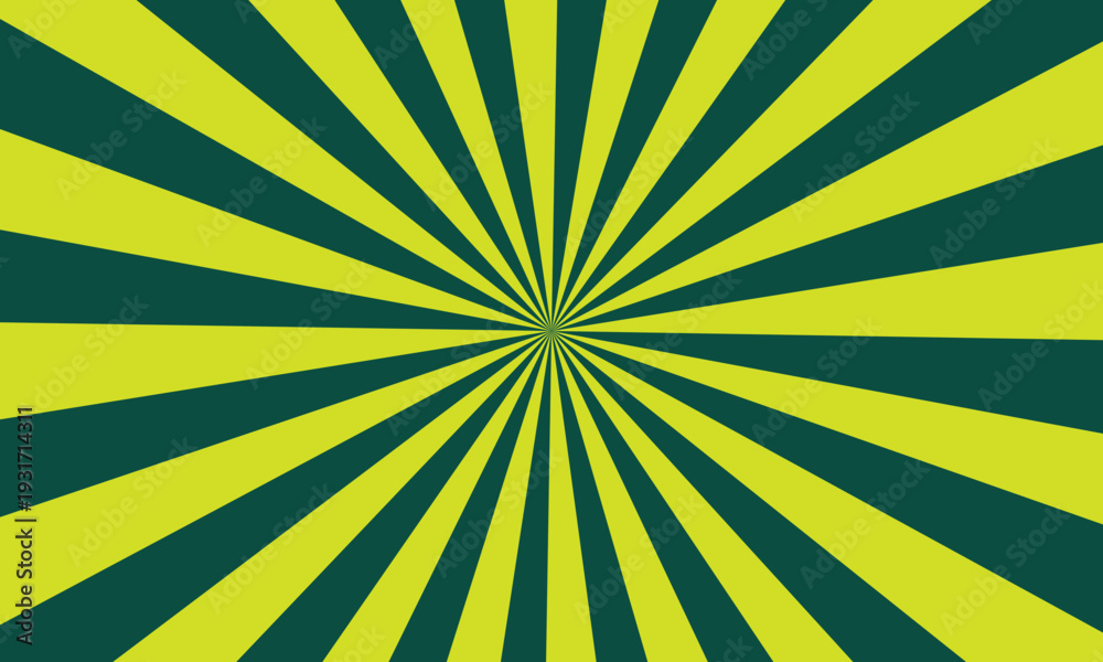 Obraz premium A lively green and bright yellow sunburst pattern radiates from a central point