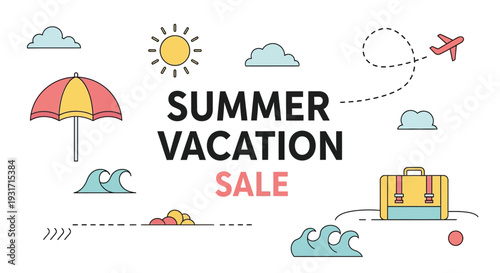 Summer sale vibrant marketing banner with tropical elements and bold discount text for seasonal promotion