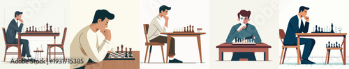 Vector Illustration of a Man Playing Chess