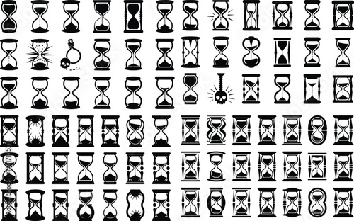 Sand Timer Typography Silhouette Icon Pack