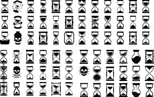 Sand Timer Typography Silhouette Icon Pack