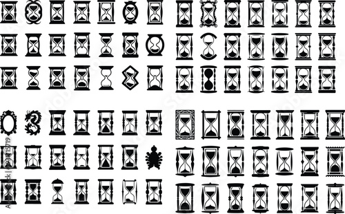 Sand Timer Typography Silhouette Icon Pack