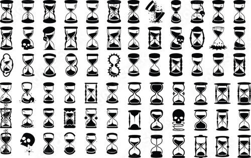 Sand Timer Typography Silhouette Icon Pack