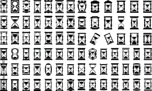 Sand Timer Typography Silhouette Icon Pack