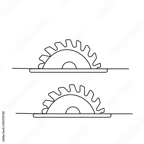 Single line art illustration of an electric circular chop saw
